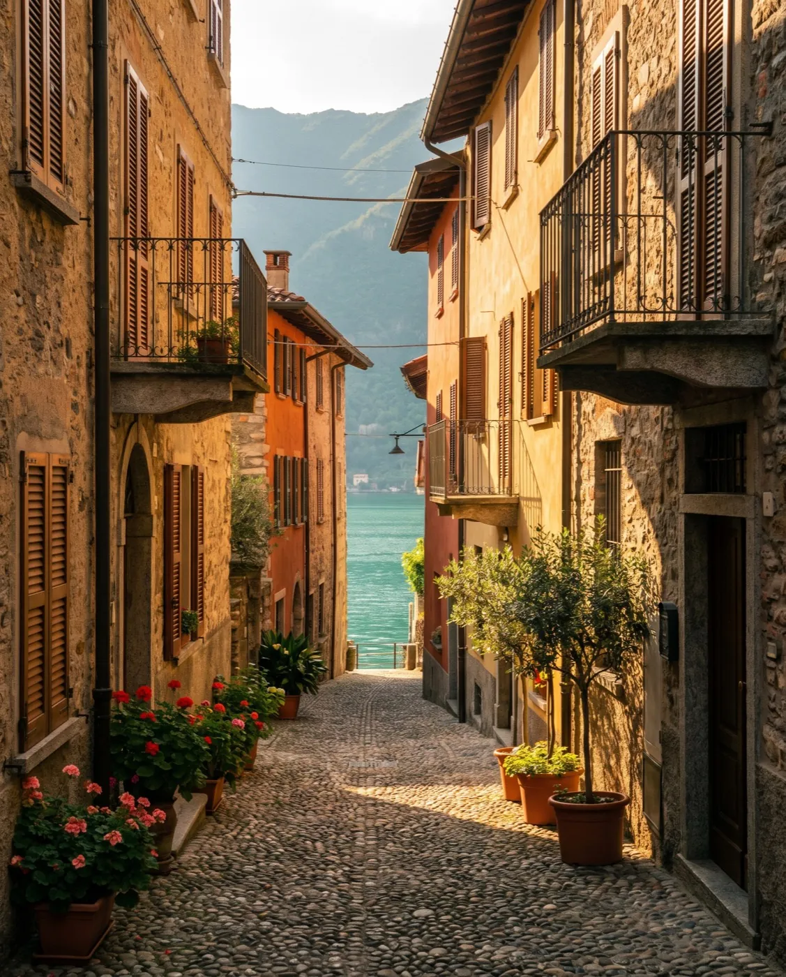 Vicolo in pietra di un borgo sul Lago d'Iseo (immagine illustrativa)