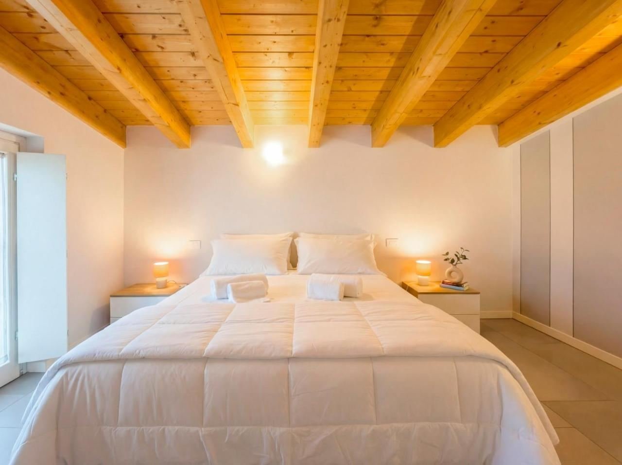 First double bedroom with exposed wooden beams