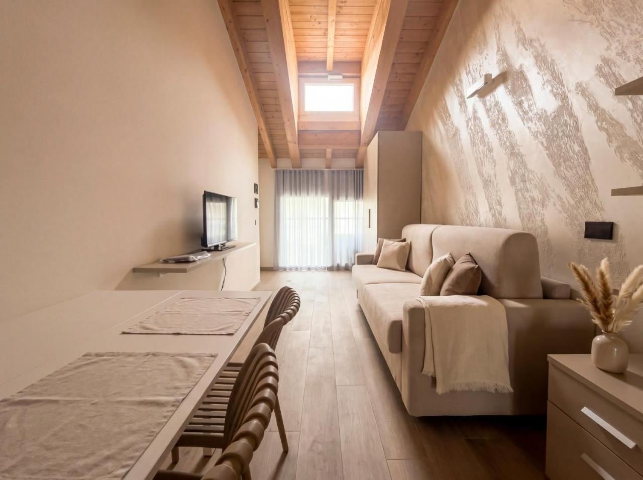 Monolocale 11: soggiorno con Smart TV e zona pranzo