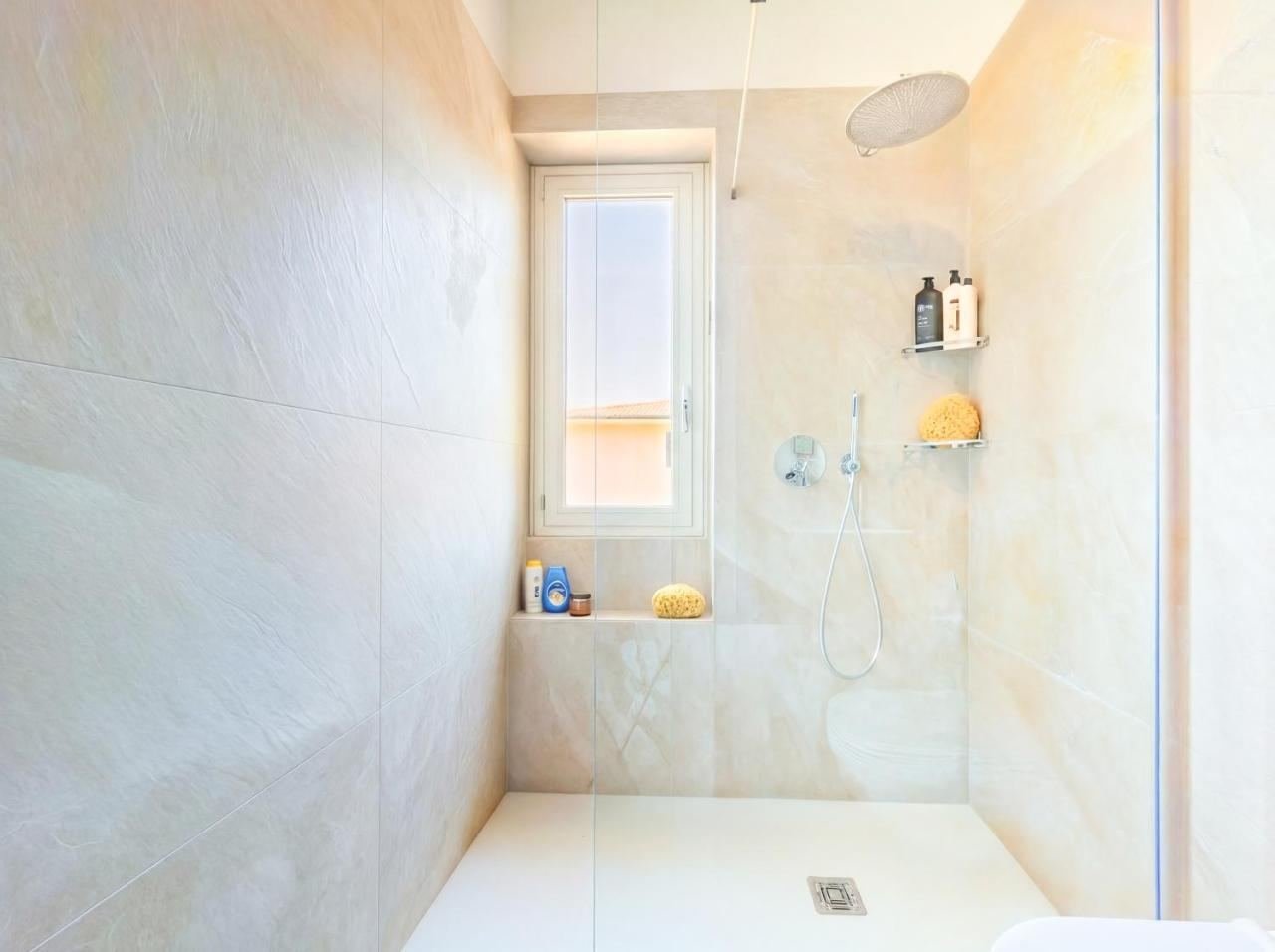 Marble-clad shower